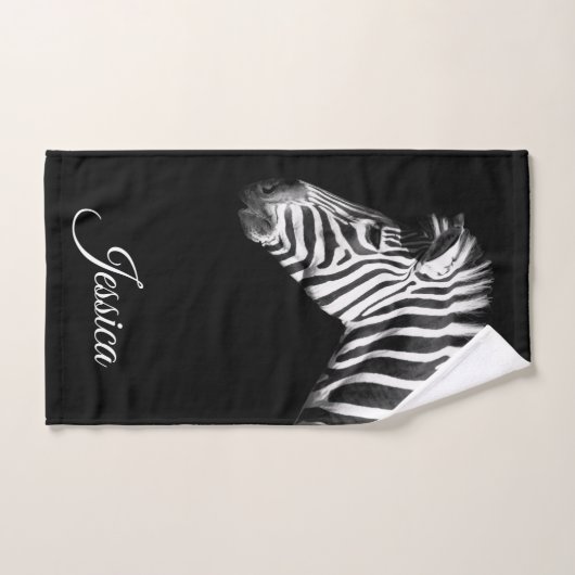 Eleganter Personalisierter Name Schwarz/Weiß Zebra Handtuch (Handtuch)
