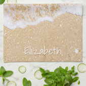Eleganter Personalisierter Name Strand und Meer Geschirrtuch (Gefaltet)