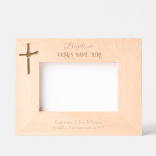 Eleganter Personalisierter Palm Cross Taufe Religi Geätzte Rahmen