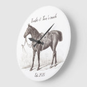 Eleganter personalisierter Pferdesport Große Wanduhr (Winkel)