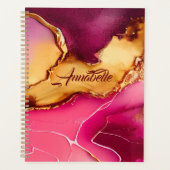 Eleganter Personalisierter Planer Rosa- und Goldma (Vorderseite)