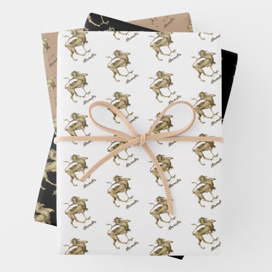 Eleganter Personalisierter Renaissance Gothic Grif Geschenkpapier Set (Beispiel)