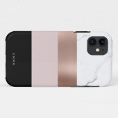 Eleganter personalisierter Rosengoldmarmor Case-Mate iPhone Hülle (Rückseite (Horizontal))