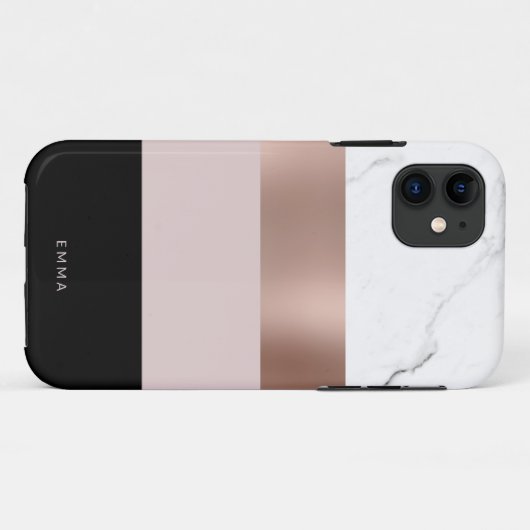 Eleganter personalisierter Rosengoldmarmor Case-Mate iPhone Hülle (Rückseite (Horizontal))