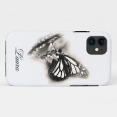 Eleganter Personalisierter Schmetterling Schwarz/W Case-Mate iPhone Hülle (Rückseite (Horizontal))