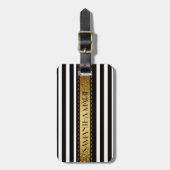 Eleganter personalisierter Schwarz-weißer Streifen Gepäckanhänger (Vorderseite vertikal)