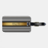 Eleganter personalisierter Schwarz-weißer Streifen Gepäckanhänger (Rückseite horizontal)