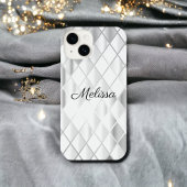Eleganter Personalisierter Silbergrau Diamant Luxu iPhone Hülle