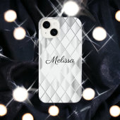 Eleganter Personalisierter Silbergrau Diamant Luxu iPhone Hülle