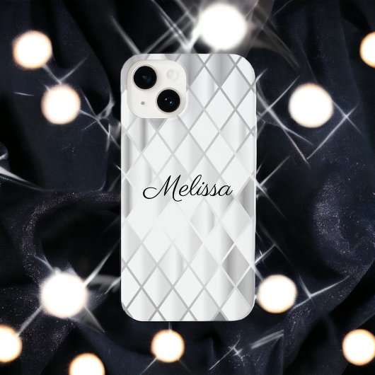 Eleganter Personalisierter Silbergrau Diamant Luxu iPhone Hülle