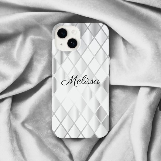 Eleganter Personalisierter Silbergrau Diamant Luxu iPhone Hülle