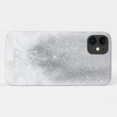 Eleganter personalisierter silberner Glitzer, weiß Case-Mate iPhone Hülle (Rückseite (Horizontal))