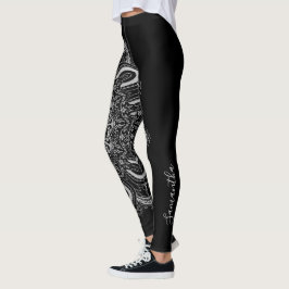 Eleganter Personalisierter Silberschwarz Leggings