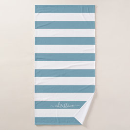 Eleganter Personalisierter Staub Blaue Streifen Ba Badehandtuch