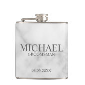 Eleganter Personalisierter Trauzeuge aus weißem Ma Flachmann (Vorderseite)