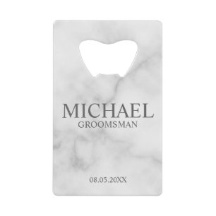 Eleganter Personalisierter Trauzeuge aus weißem Ma Geldkarten Flaschenöffner