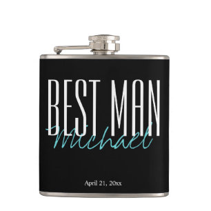 Eleganter Personalisierter Trauzeuge Black Flask Flachmann