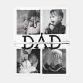 Eleganter Personalisierter Vater FotoCollage Fleecedecke (Vorderseite)