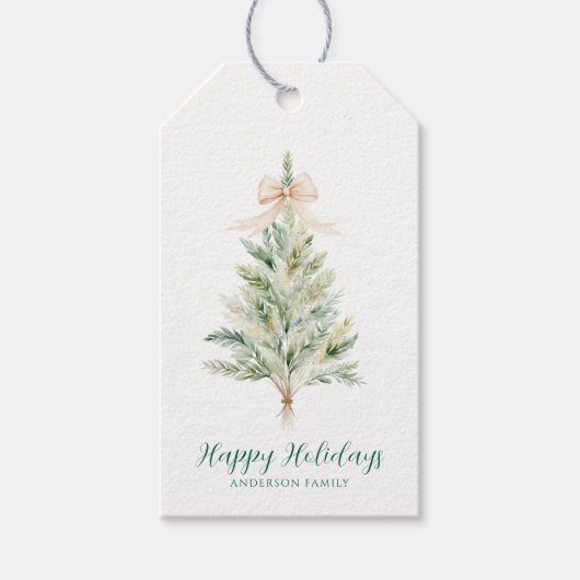 Eleganter Personalisierter Weihnachtsbaum Geschenkanhänger (Vorderseite)