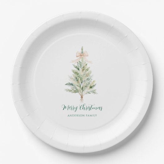 Eleganter personalisierter Weihnachtsbaum  Pappteller (Vorderseite)
