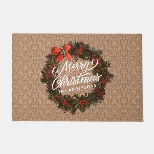 Eleganter Personalisierter Weihnachtskranz | Doorm Fußmatte (Vorderseite)