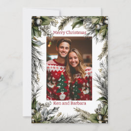 Eleganter Personalisierter Weihnachtskranz Feiertagskarte