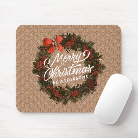 Eleganter Personalisierter Weihnachtskranz | Mouse Mousepad (Mit Mouse)