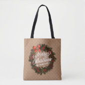Eleganter Personalisierter Weihnachtskranz | Tasch Tasche (Vorderseite)