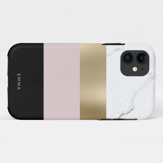 Eleganter personalisierter weißer Marmor Case-Mate iPhone Hülle (Rückseite (Horizontal))