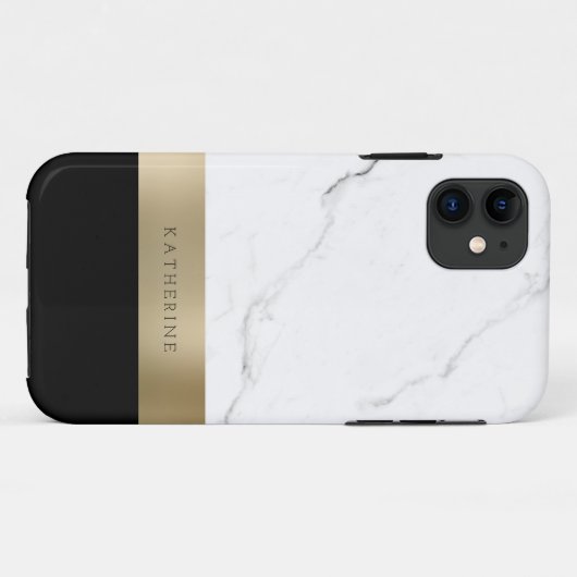 Eleganter personalisierter weißer Marmor Case-Mate iPhone Hülle (Rückseite (Horizontal))