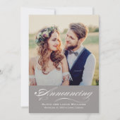 Eleganter Pewter Script Wedding Foto Empfang Einladung (Vorderseite)
