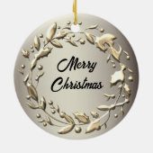 Eleganter Pewter und Blassgoldener Weihnachtskranz Keramik Ornament (Hinten)