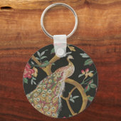 Eleganter Pfau an der schwarzen Schlüsselkette Schlüsselanhänger (Vorderseite)