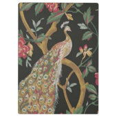 Eleganter Pfau auf der schwarzen Zwischenablage Klemmbrett (Rückseite)