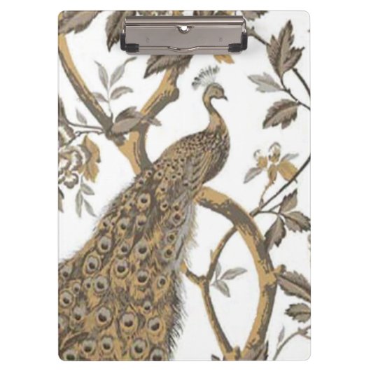 Eleganter Pfau auf der weißen Zwischenablage Klemmbrett (Vorderseite)