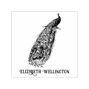 Eleganter Pfau auf einem Zweignamen Permastempel