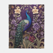 Eleganter Pfau Auf Lila William Morris Inspiriert Fleecedecke (Vorderseite)