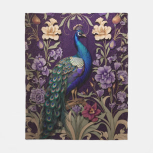Eleganter Pfau Auf Lila William Morris Inspiriert Fleecedecke