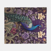 Eleganter Pfau Auf Lila William Morris Inspiriert Fleecedecke (Vorderseite (Horizontal))