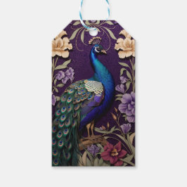 Eleganter Pfau Auf Lila William Morris Inspiriert Geschenkanhänger