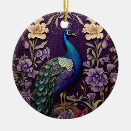 Eleganter Pfau Auf Lila William Morris Inspiriert Keramik Ornament