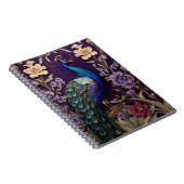 Eleganter Pfau Auf Lila William Morris Inspiriert Notizblock (Rechte Seite)