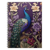 Eleganter Pfau Auf Lila William Morris Inspiriert Notizblock (Vorderseite)