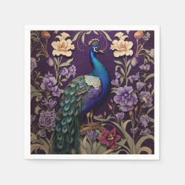 Eleganter Pfau Auf Lila William Morris Inspiriert Serviette