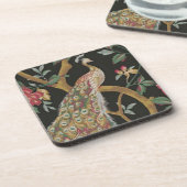 Eleganter Pfau auf schwarzen Untersetzer (Linke Seite)
