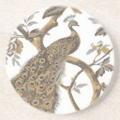 Eleganter Pfau auf weißem Untersetzer (Vorne)