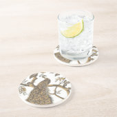 Eleganter Pfau auf weißem Untersetzer (Seite)