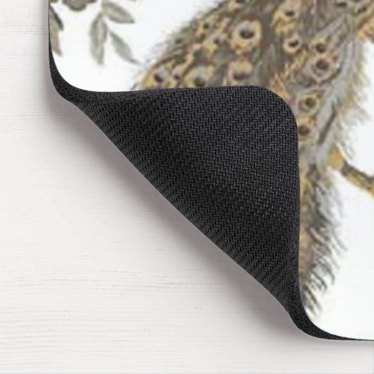 Eleganter Pfau auf weißer Mouse Pad Mousepad (Ecke)