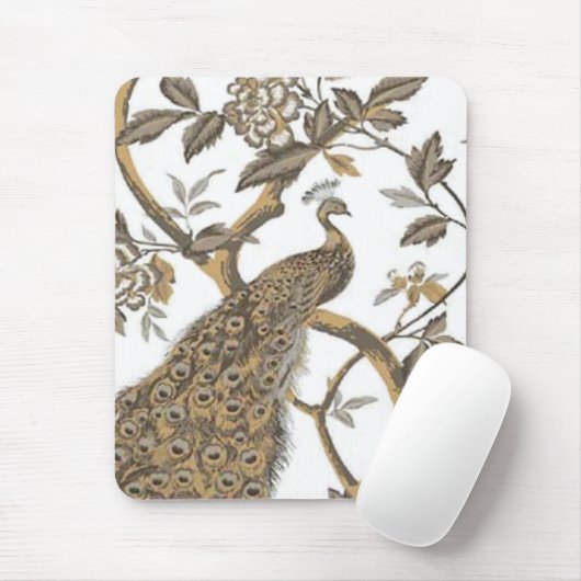 Eleganter Pfau auf weißer Mouse Pad Mousepad (Mit Mouse)