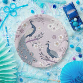 Eleganter Pfau Blumen Vintage (11) Pappteller (Party)